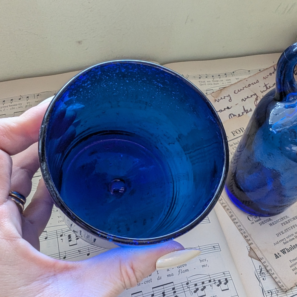 Cobalt Blue Glass Bottle & Tumbler Set - Picture 4 of 10